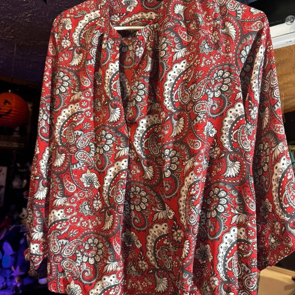 Vintage Paisley Button-Up Blouse
